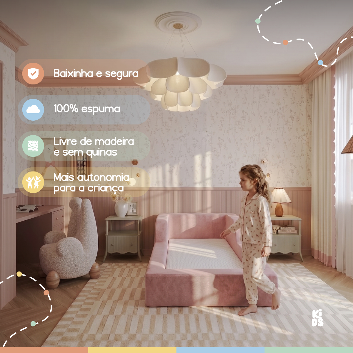 Cama Montessoriana Infantil Amori Solteiro 100% Espuma