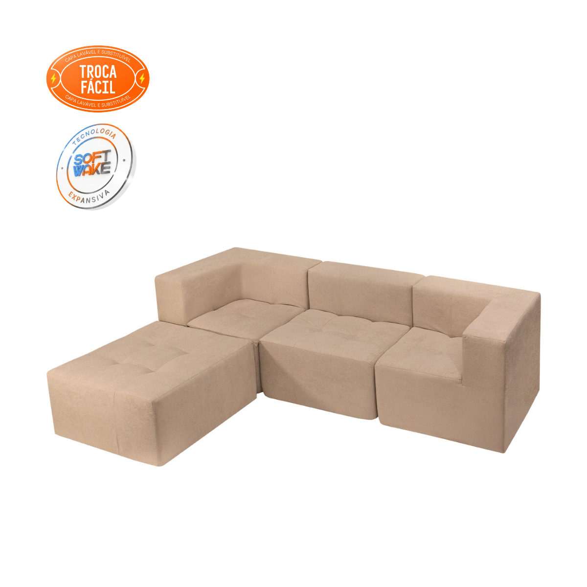 Sofá Modular Selano 4 Módulos com Capa Removível Modifika — imagem adicional 31
