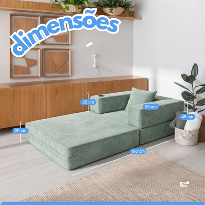 Poltrona Comfy Multifuncional com Porta-Copos Tecido Bouclé