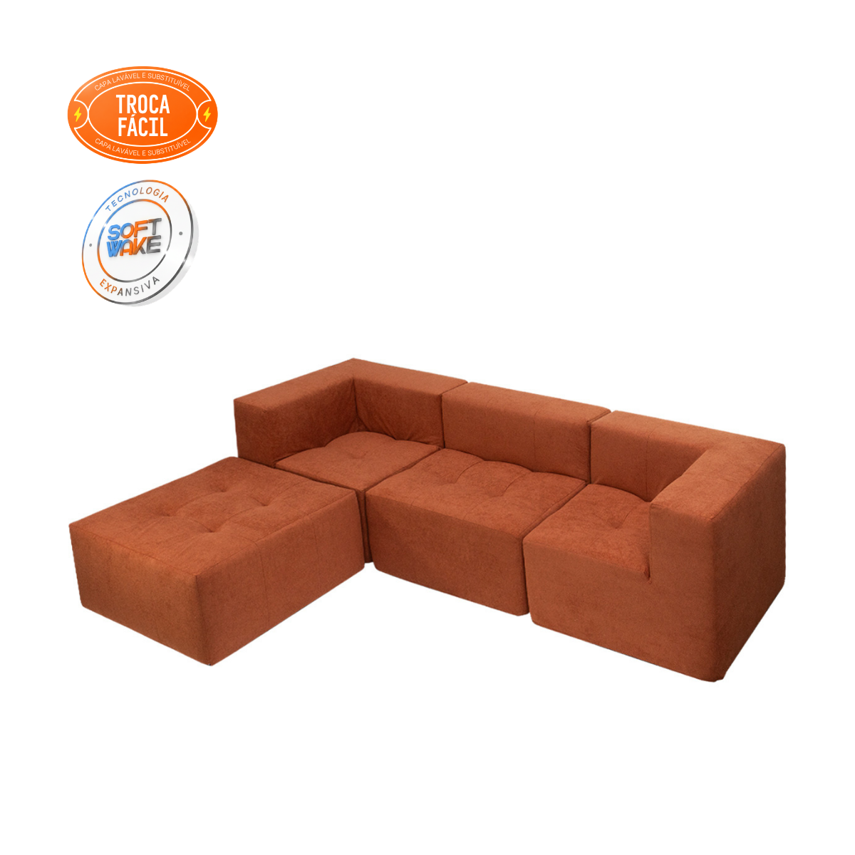 Sofá Modular Selano 4 Módulos com Capa Removível Modifika — imagem adicional 5