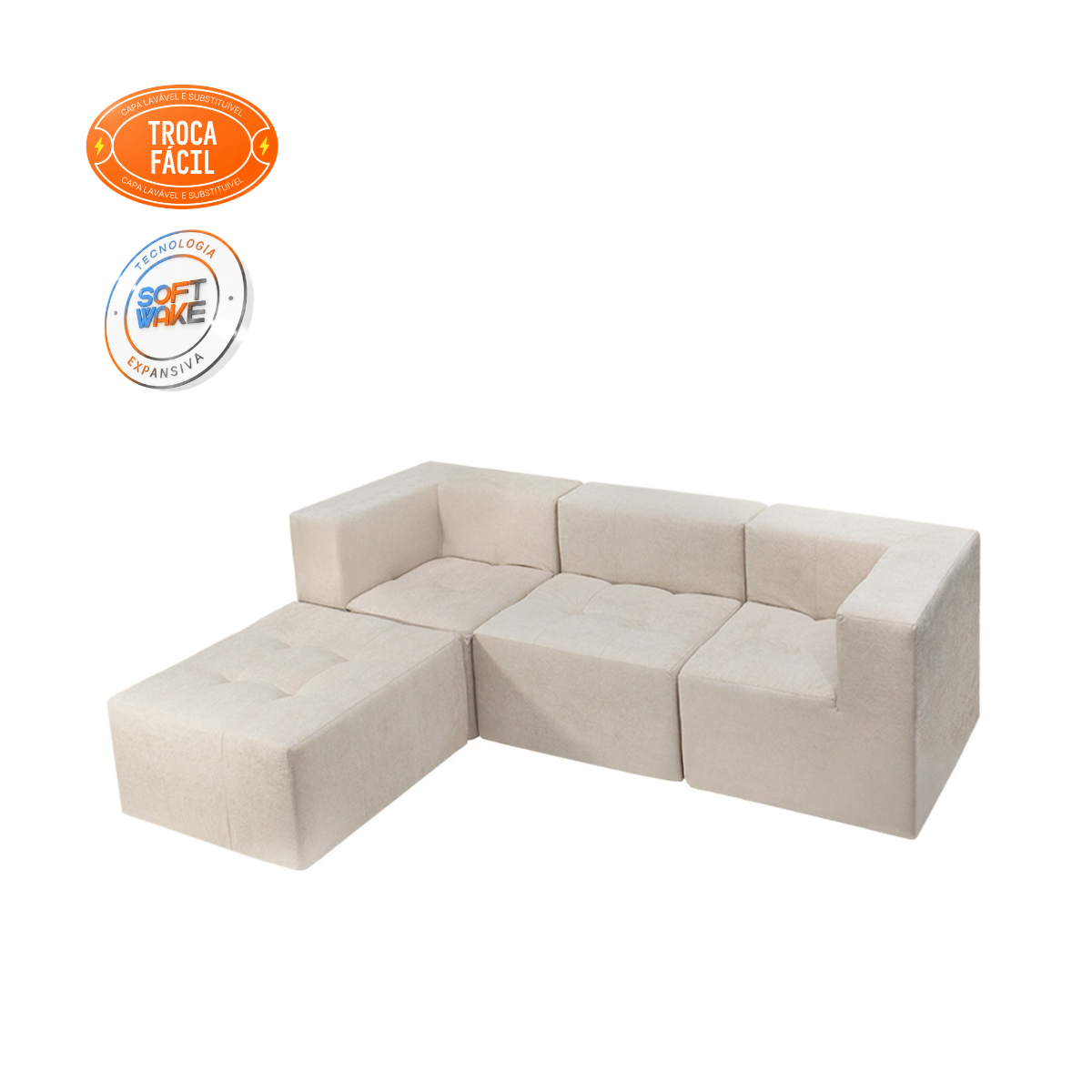 Sofá Modular Selano 4 Módulos com Capa Removível Modifika — imagem adicional 15