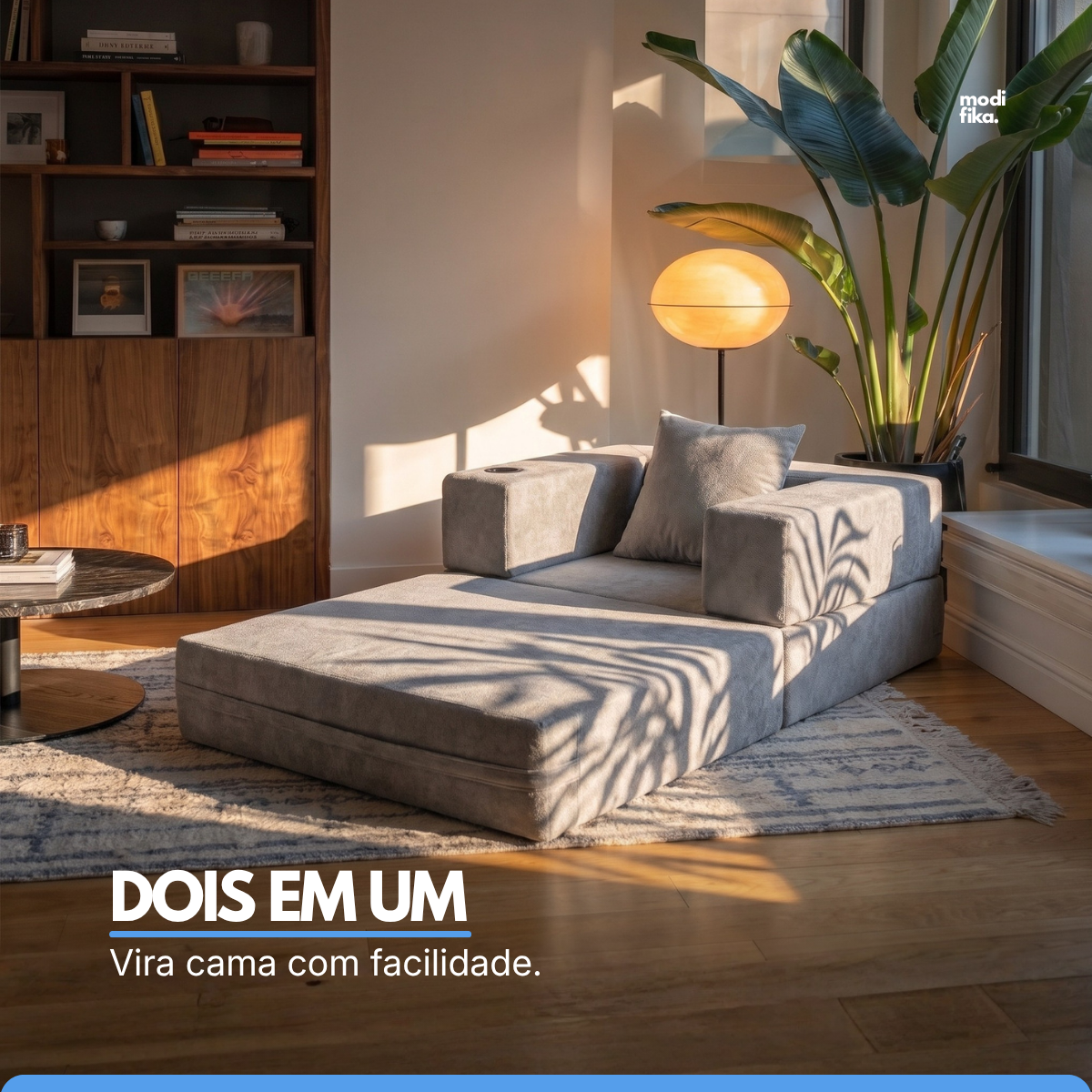 Poltrona Comfy Multifuncional com Porta-Copos Tecido Bouclé