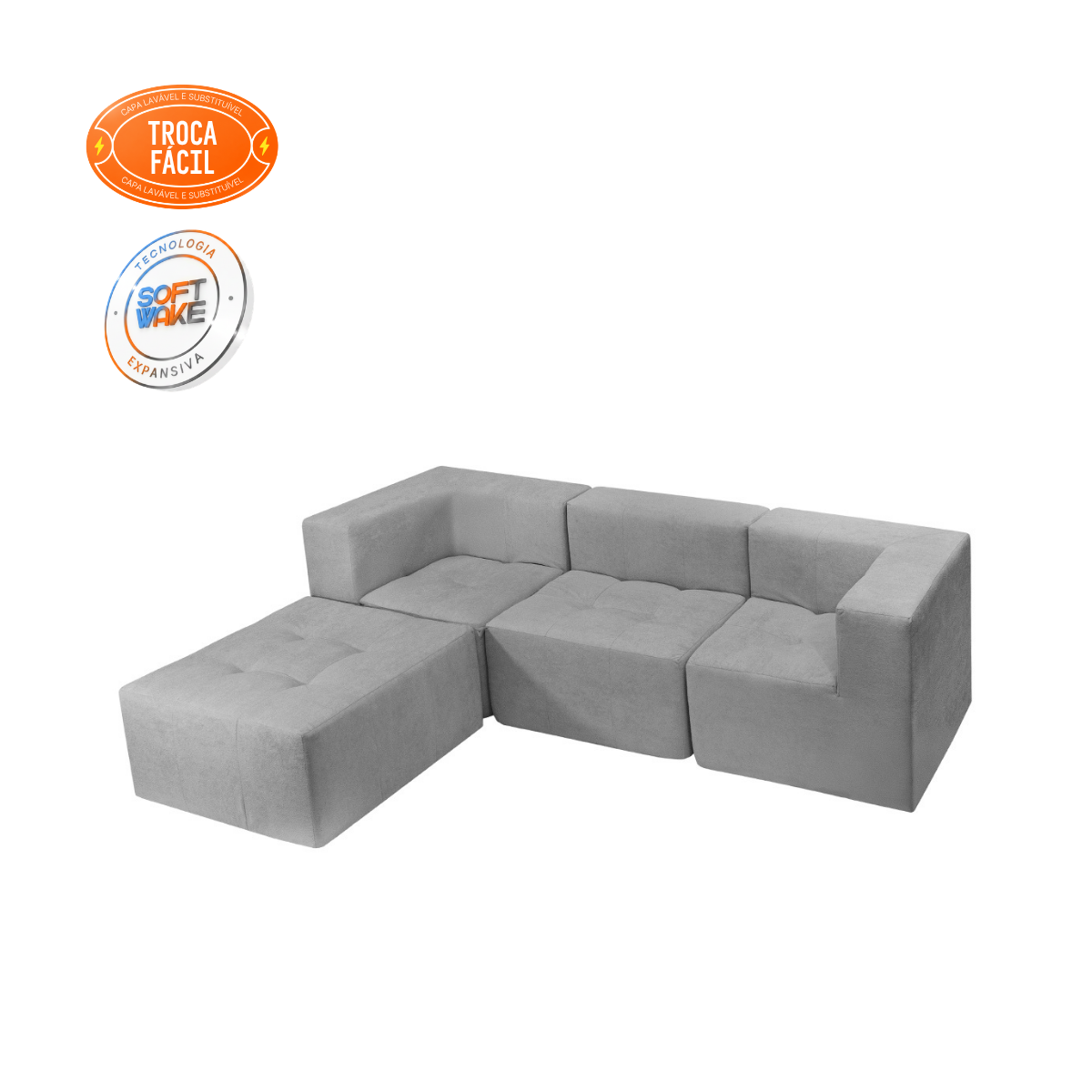 Sofá Modular Selano 4 Módulos com Capa Removível Modifika — imagem adicional 40
