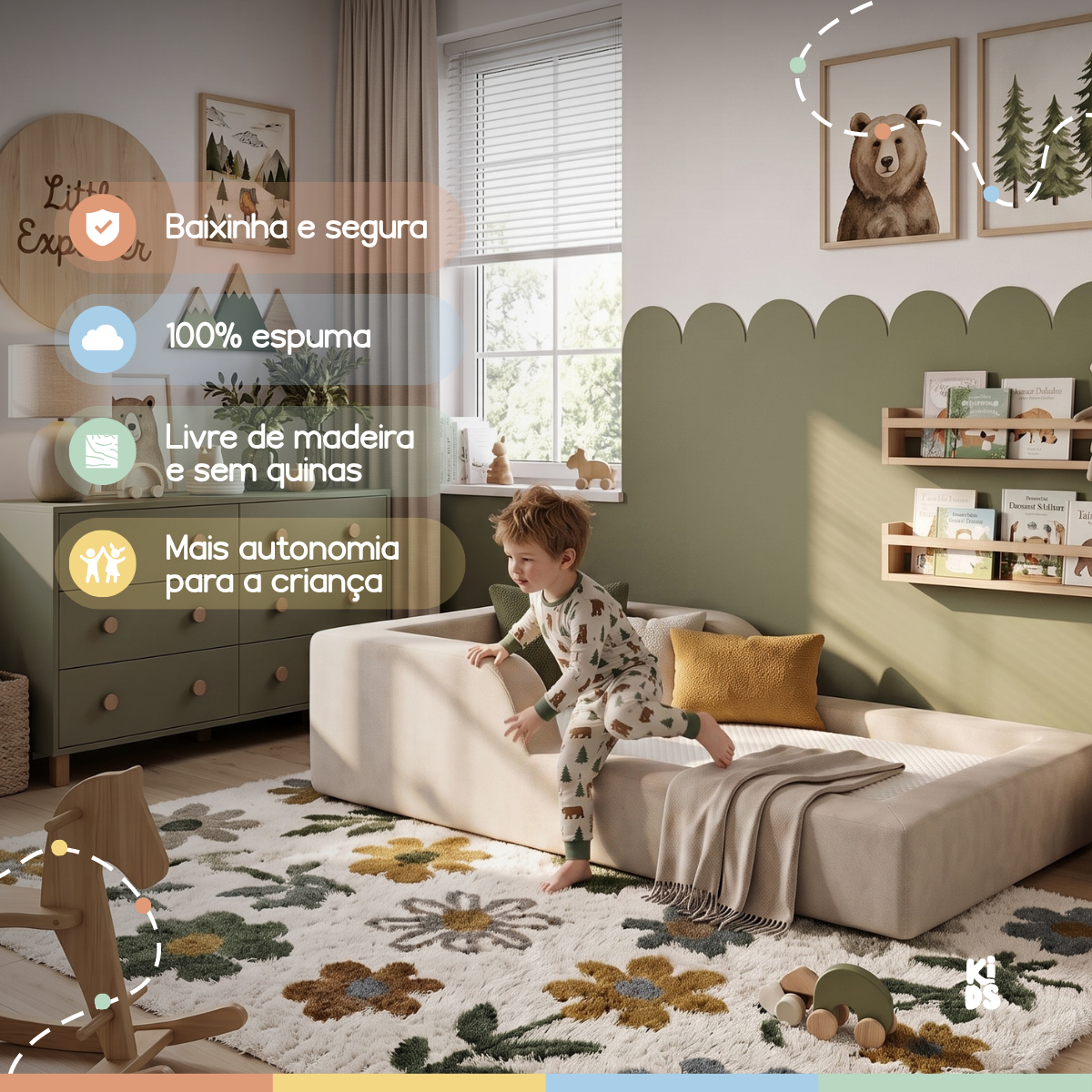 Cama Montessoriana Infantil Amori Mini 100% Espuma