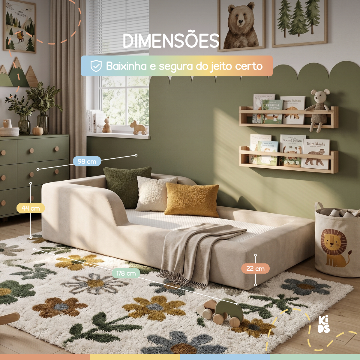 Cama Montessoriana Infantil Amori Mini 100% Espuma