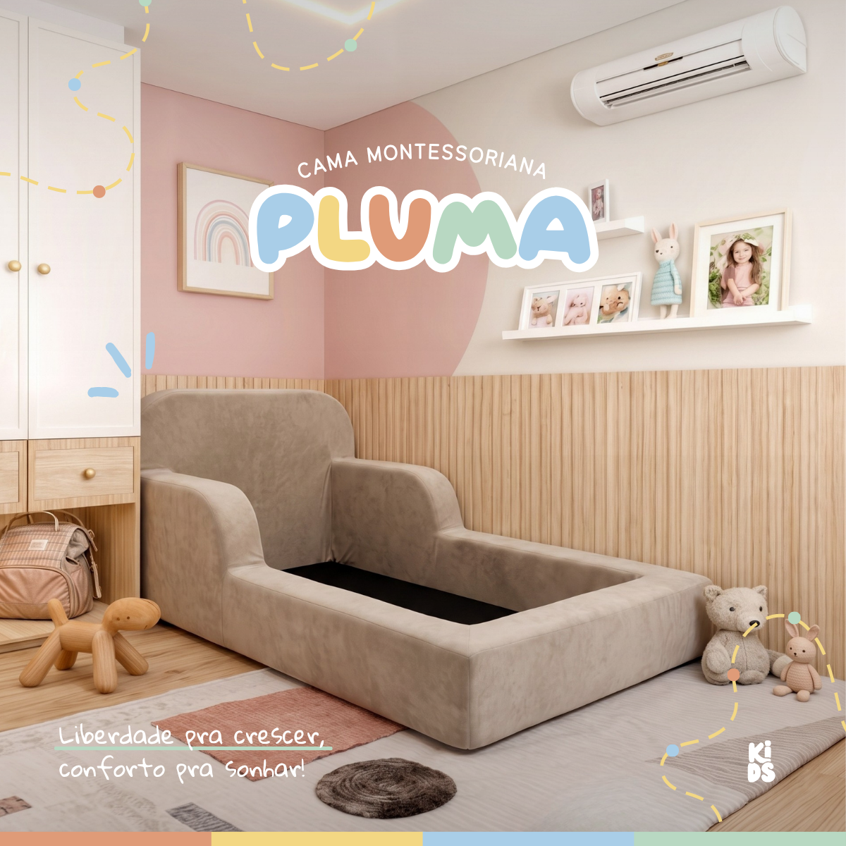 Cama Montessoriana Infantil Pluma Solteiro 100% Espuma | Modifika