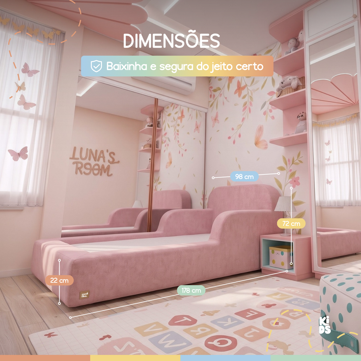 Cama Montessoriana Infantil Pluma Mini 100% Espuma