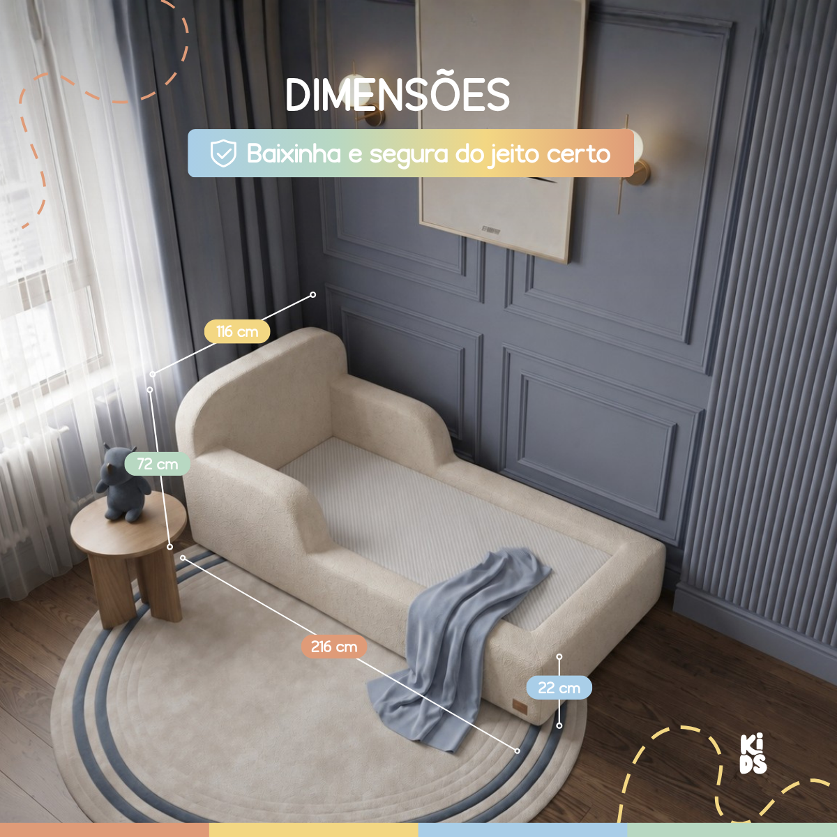 Cama Montessoriana Infantil Pluma Solteiro 100% Espuma | Modifika