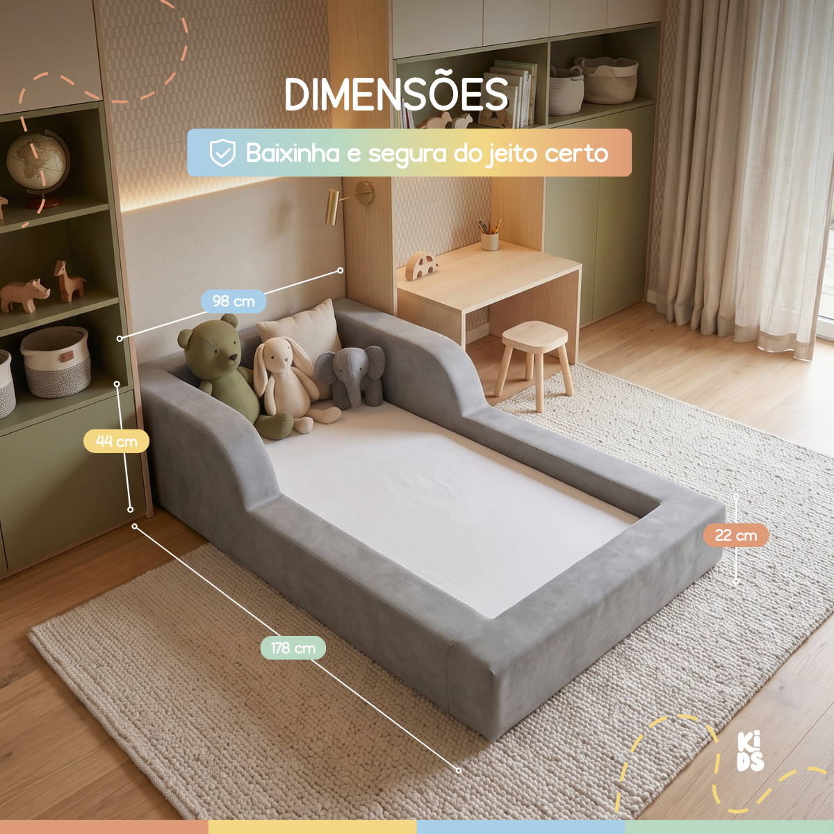 Cama Montessoriana Infantil Amori Mini 100% Espuma