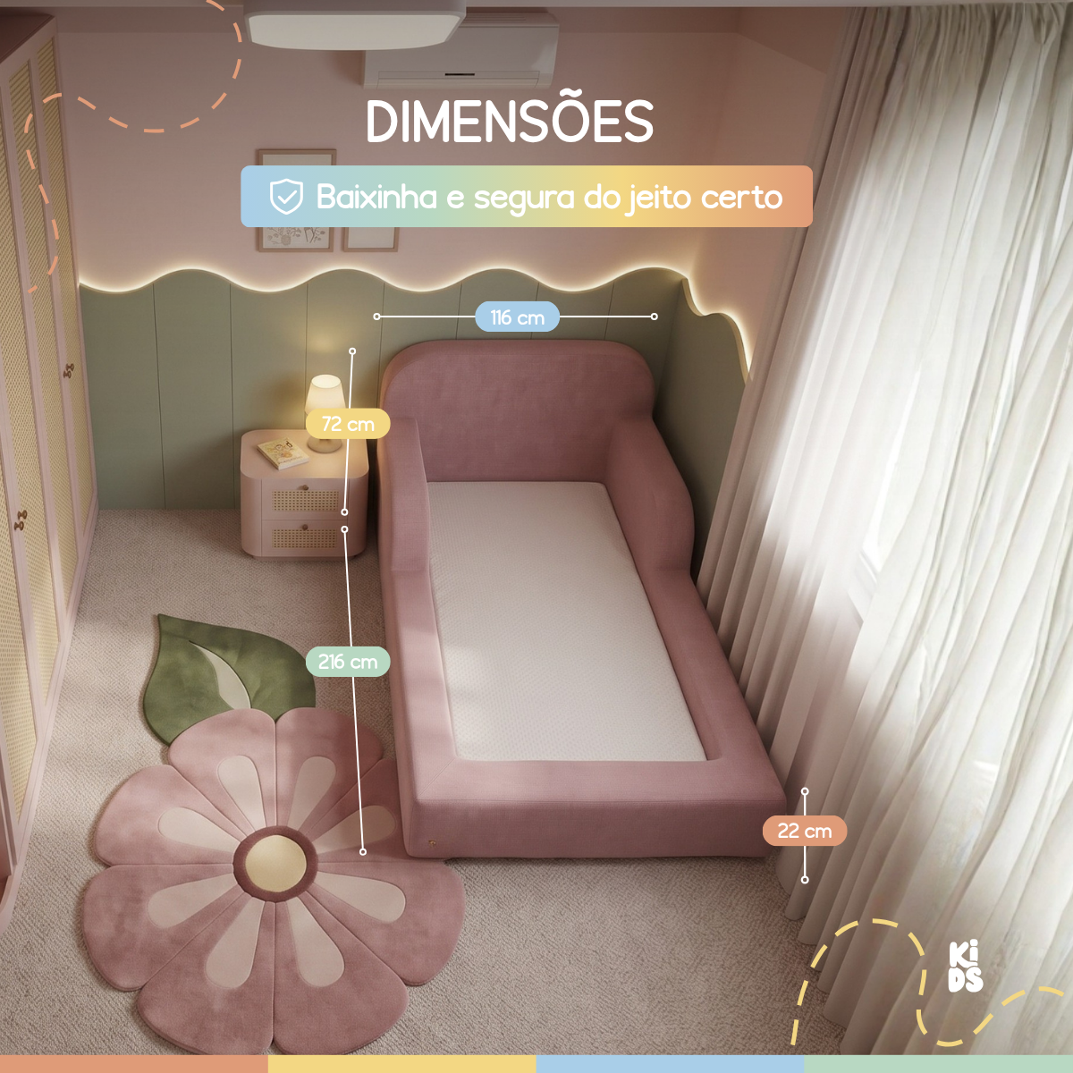 Cama Montessoriana Infantil Pluma Solteiro 100% Espuma
