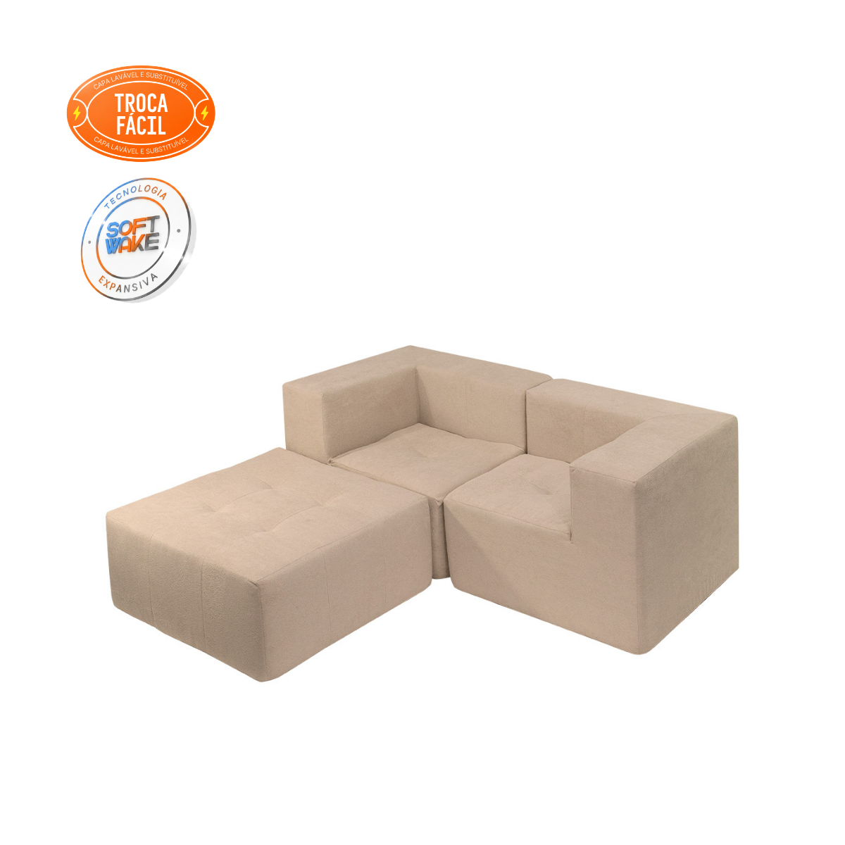 Sofá Modular Selano 3 Módulos com Capa Removível Modifika — imagem adicional 41