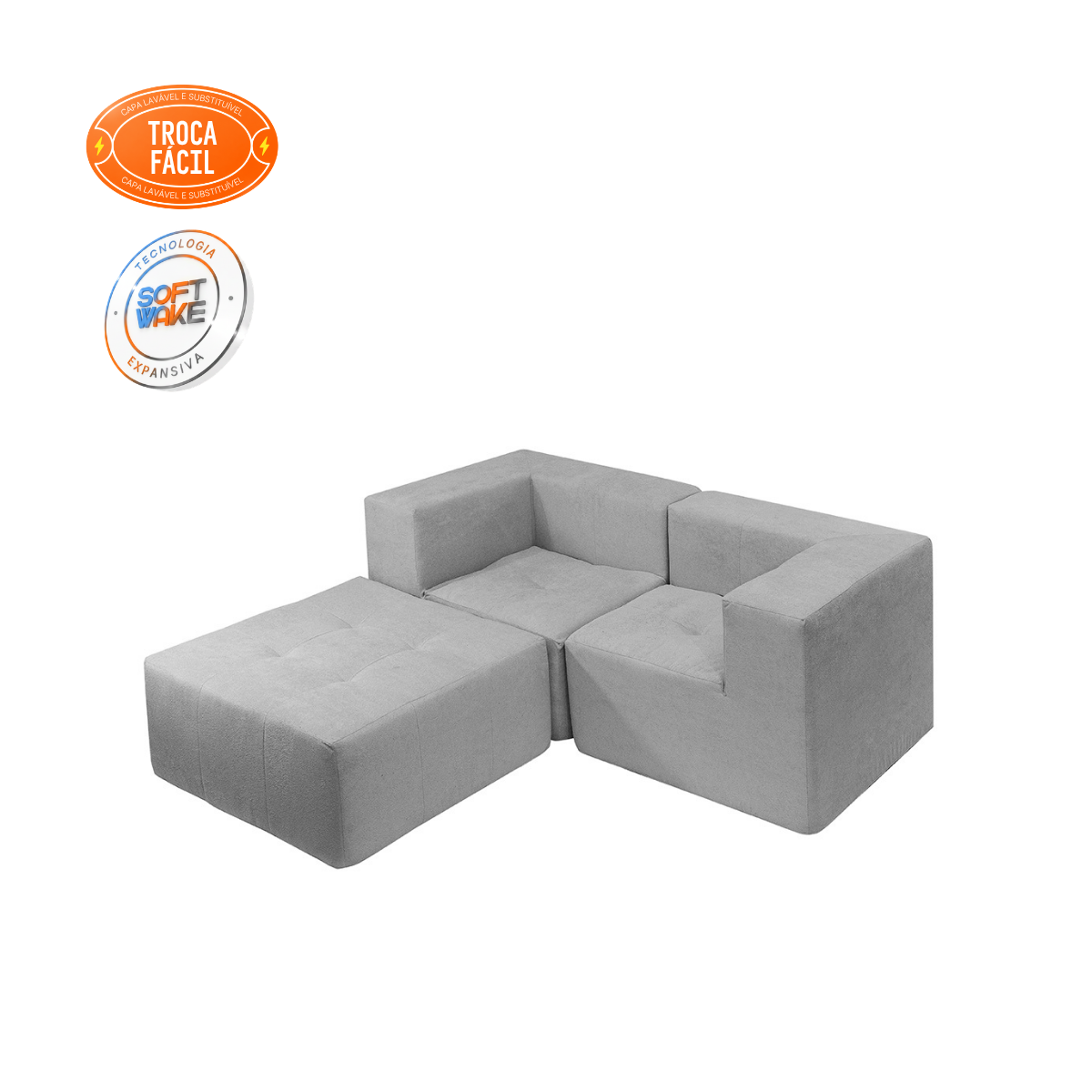 Sofá Modular Selano 3 Módulos com Capa Removível Modifika — imagem adicional 11