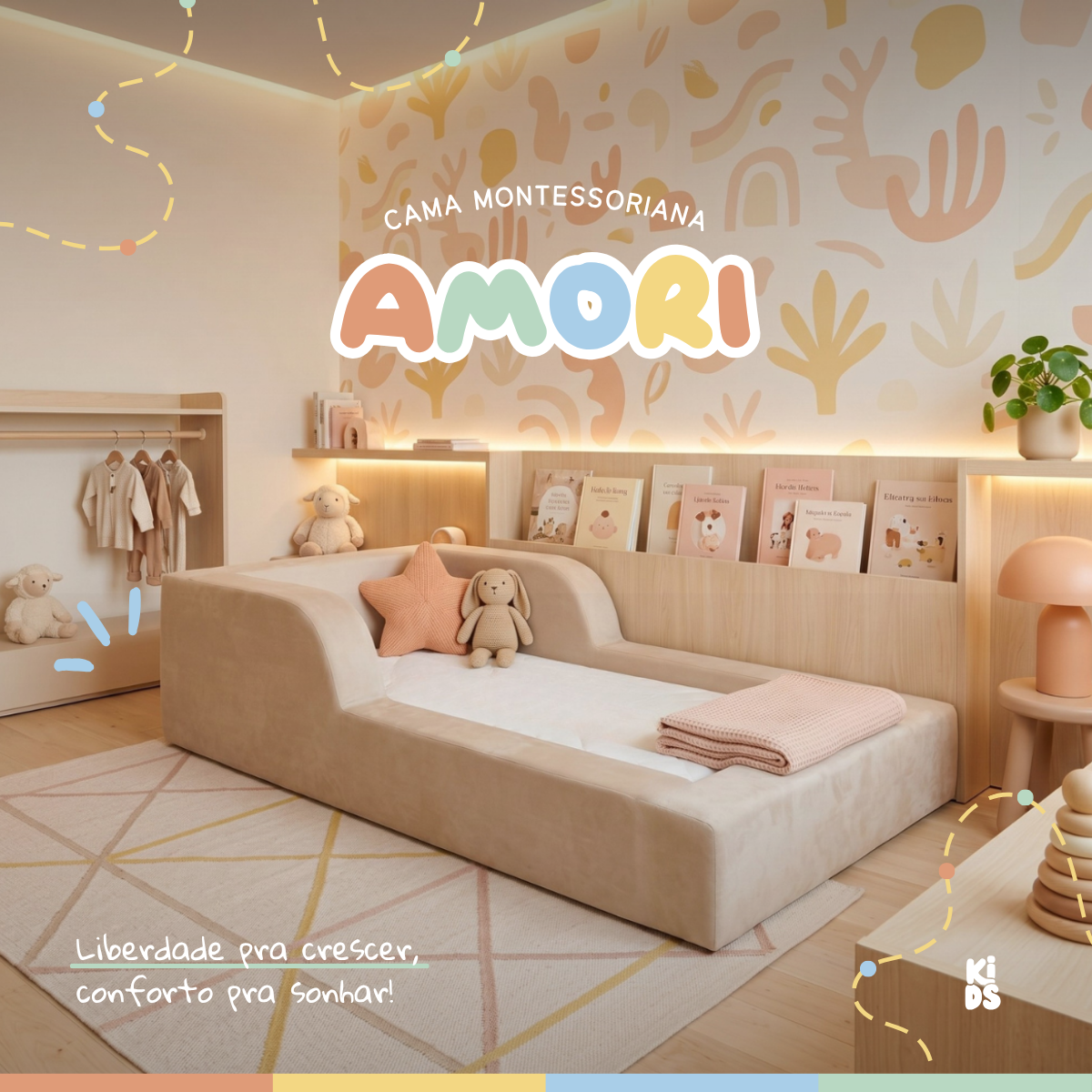 Cama Montessoriana Infantil Amori Mini 100% Espuma