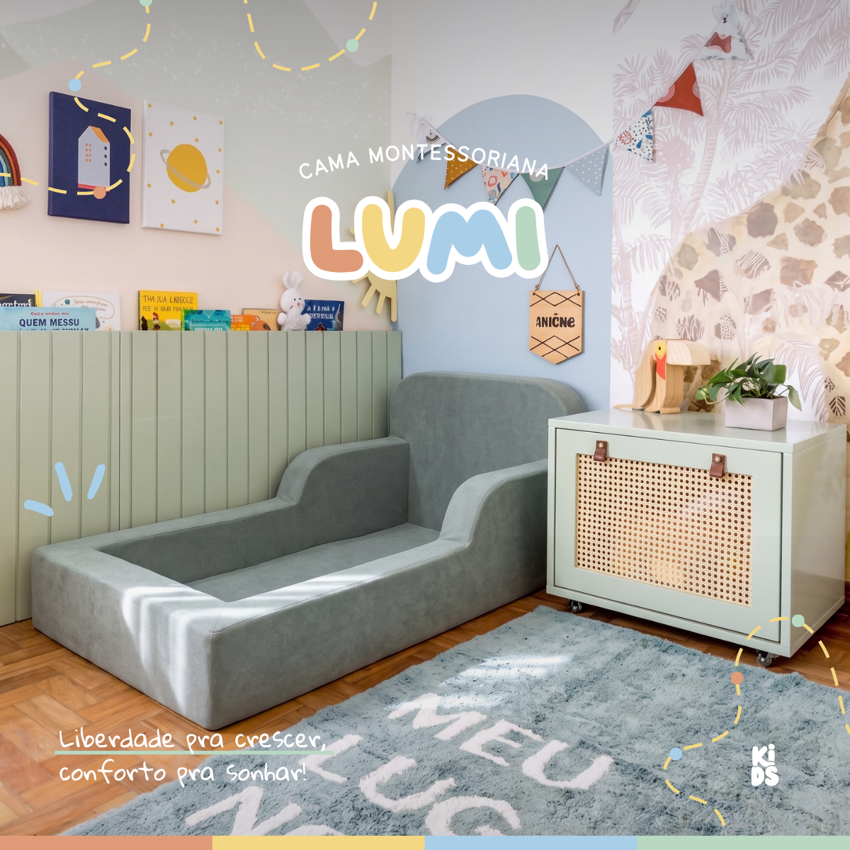Cama Montessoriana Infantil Lumi Mini 178 cm 100% Espuma