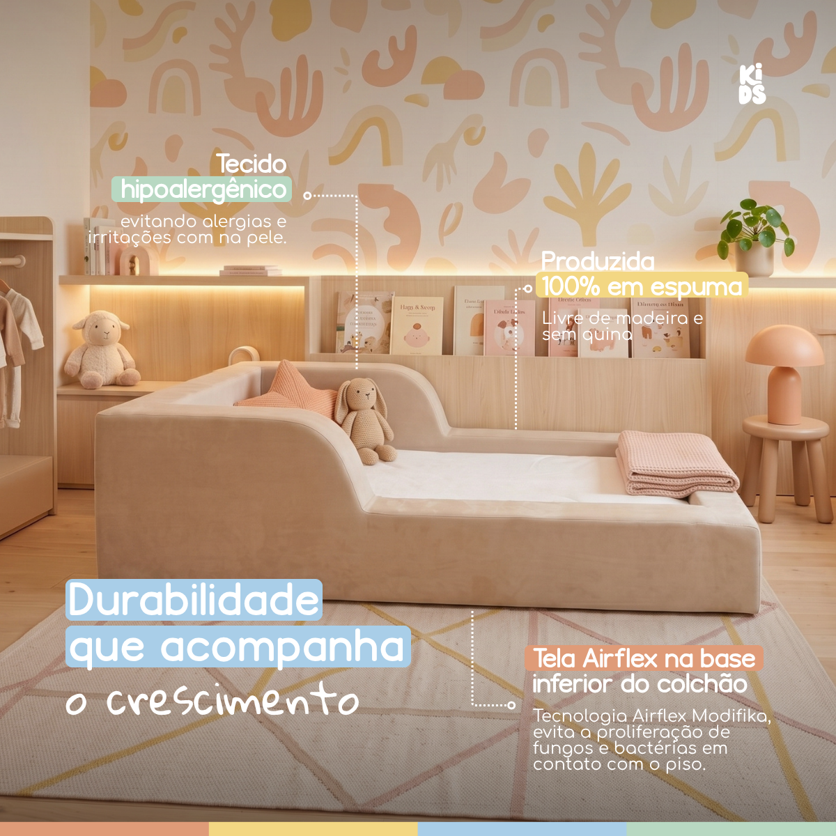 Cama Montessoriana Infantil Amori Mini 100% Espuma