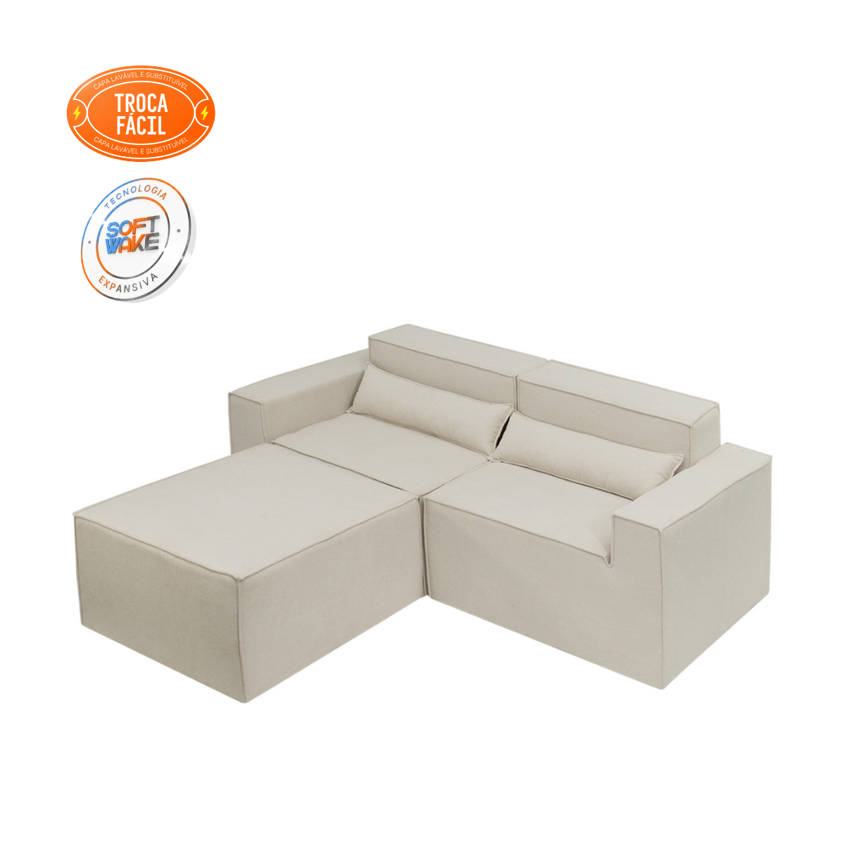Sofá Modular Paladium 3 Módulos com Capa Removível - imagem 16 | Modifika