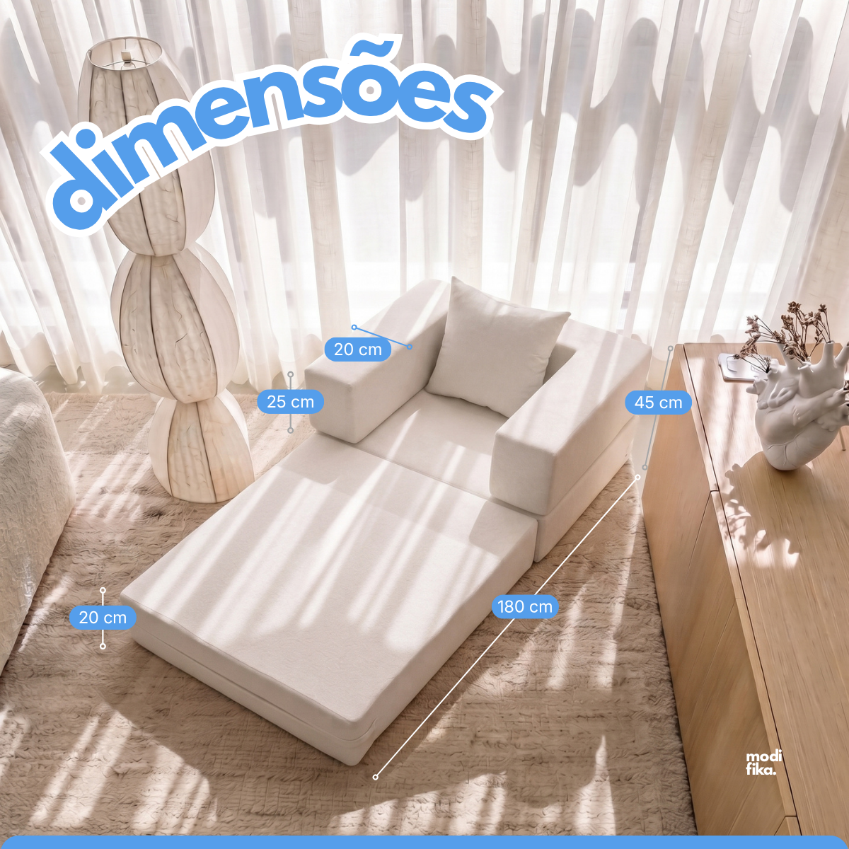 Poltrona Comfy Multifuncional com Porta-Copos Tecido Bouclé