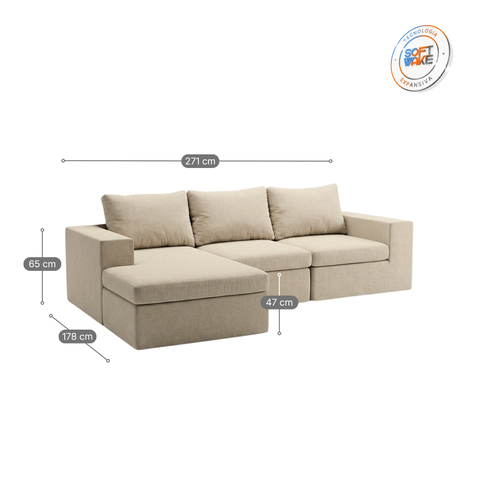 Sofá Modular Sensi Completo com Capa Removível Modifika — Bege Escuro