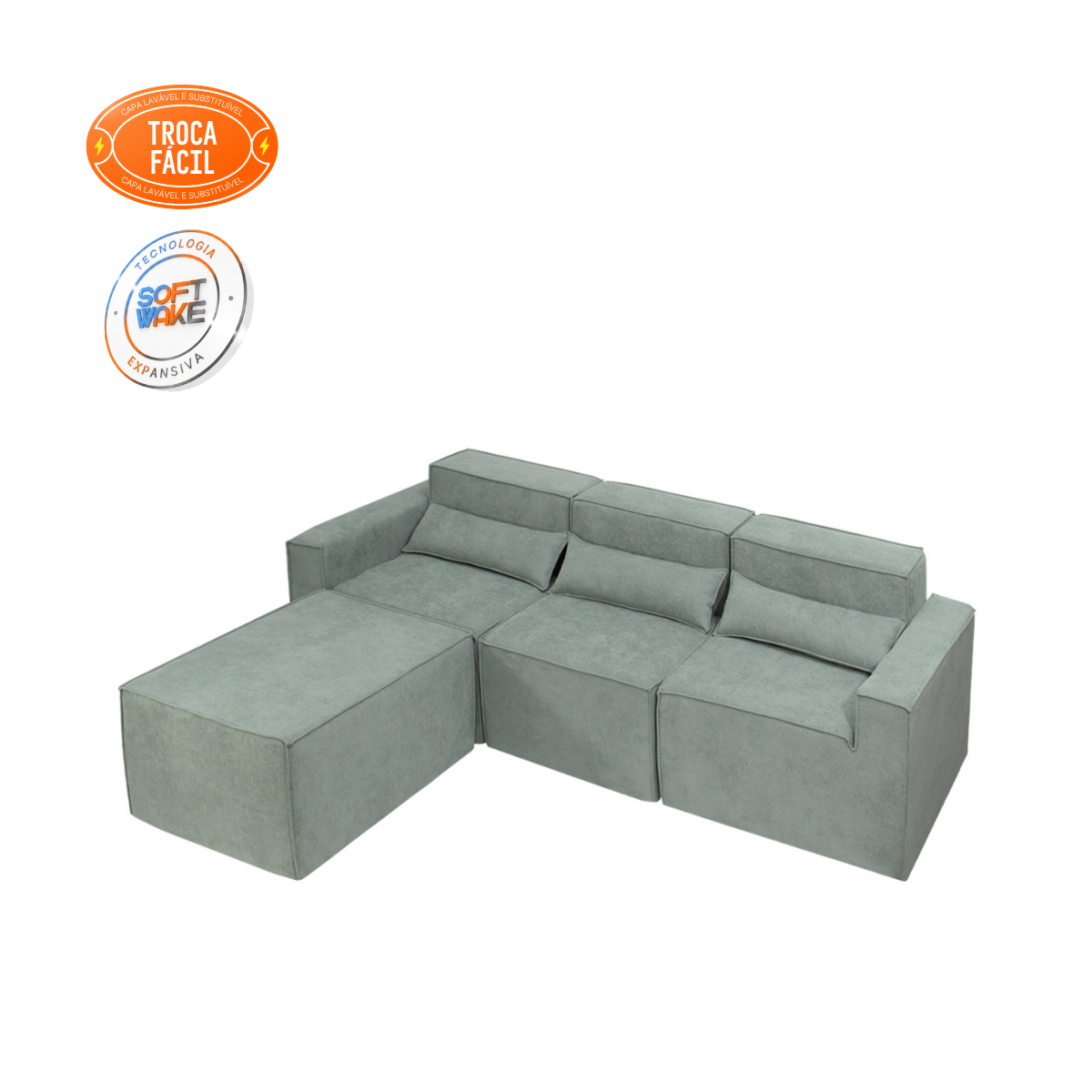 Sofá Modular Paladium 4 Módulos com Capa Removível - imagem 40 | Modifika
