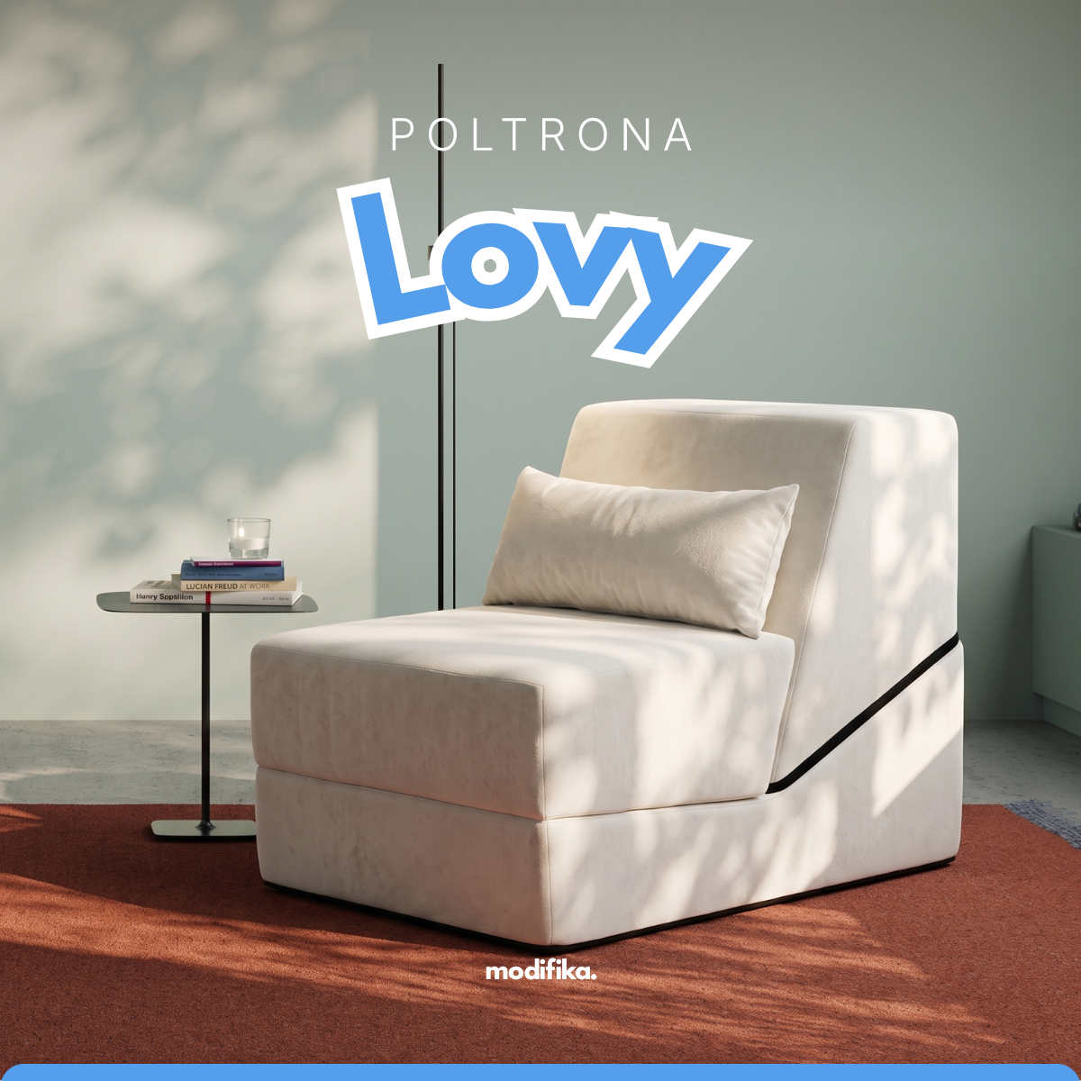 Poltrona Lovy Multifuncional 2 em 1 Tecido Bouclé