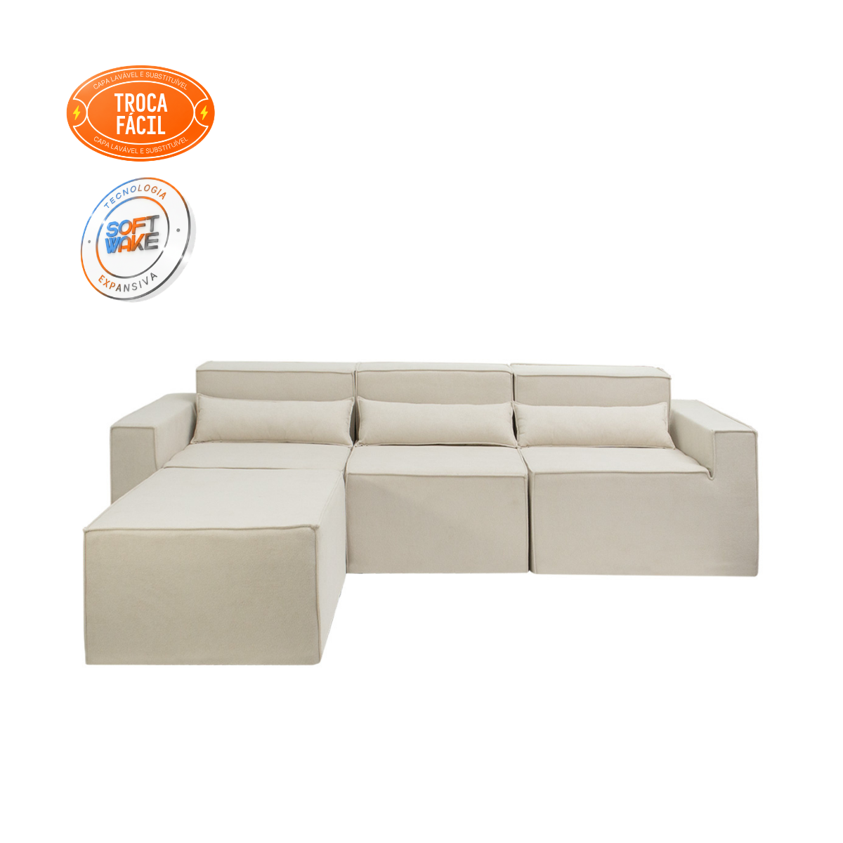 Sofá Modular Paladium 4 Módulos com Capa Removível - imagem 16 | Modifika