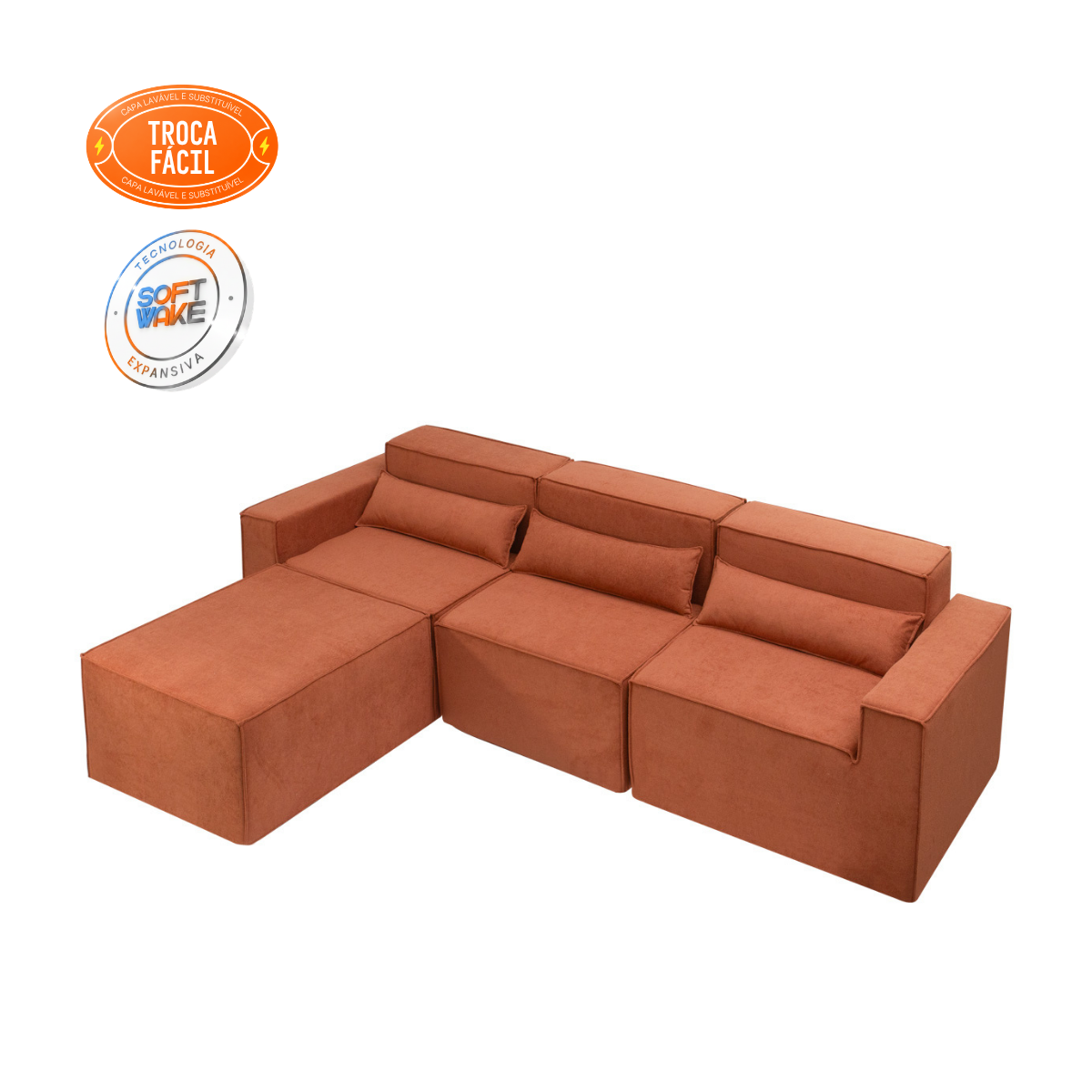 Sofá Modular Paladium 4 Módulos com Capa Removível - Cinza - imagem 5 | Modifika