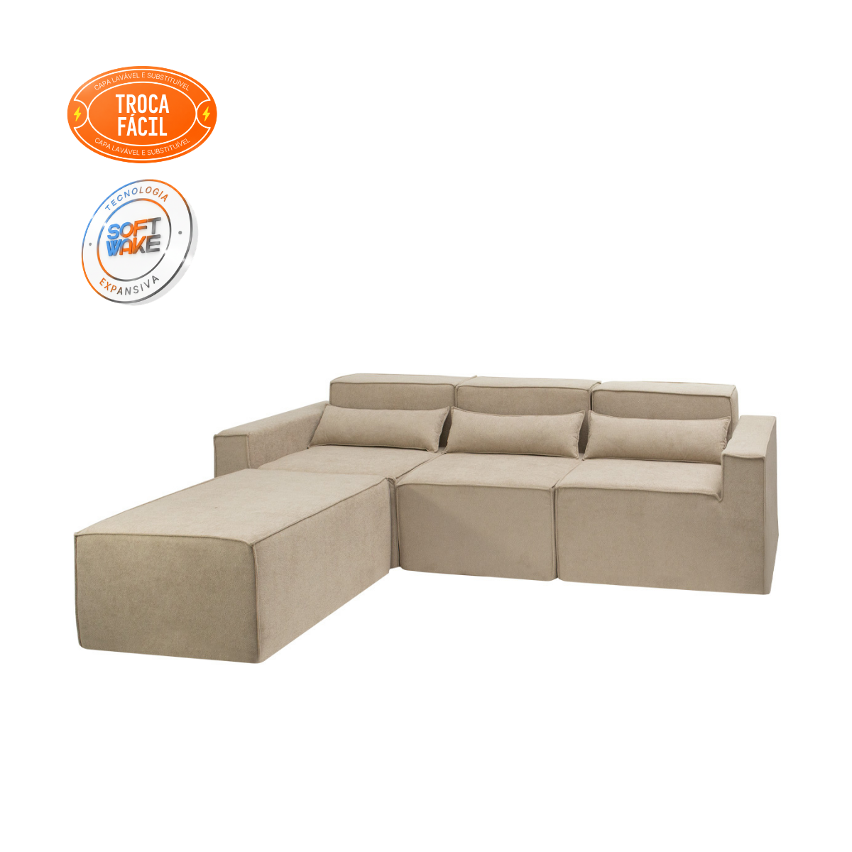 Sofá Modular Paladium 4 Módulos com Capa Removível - imagem 28 | Modifika