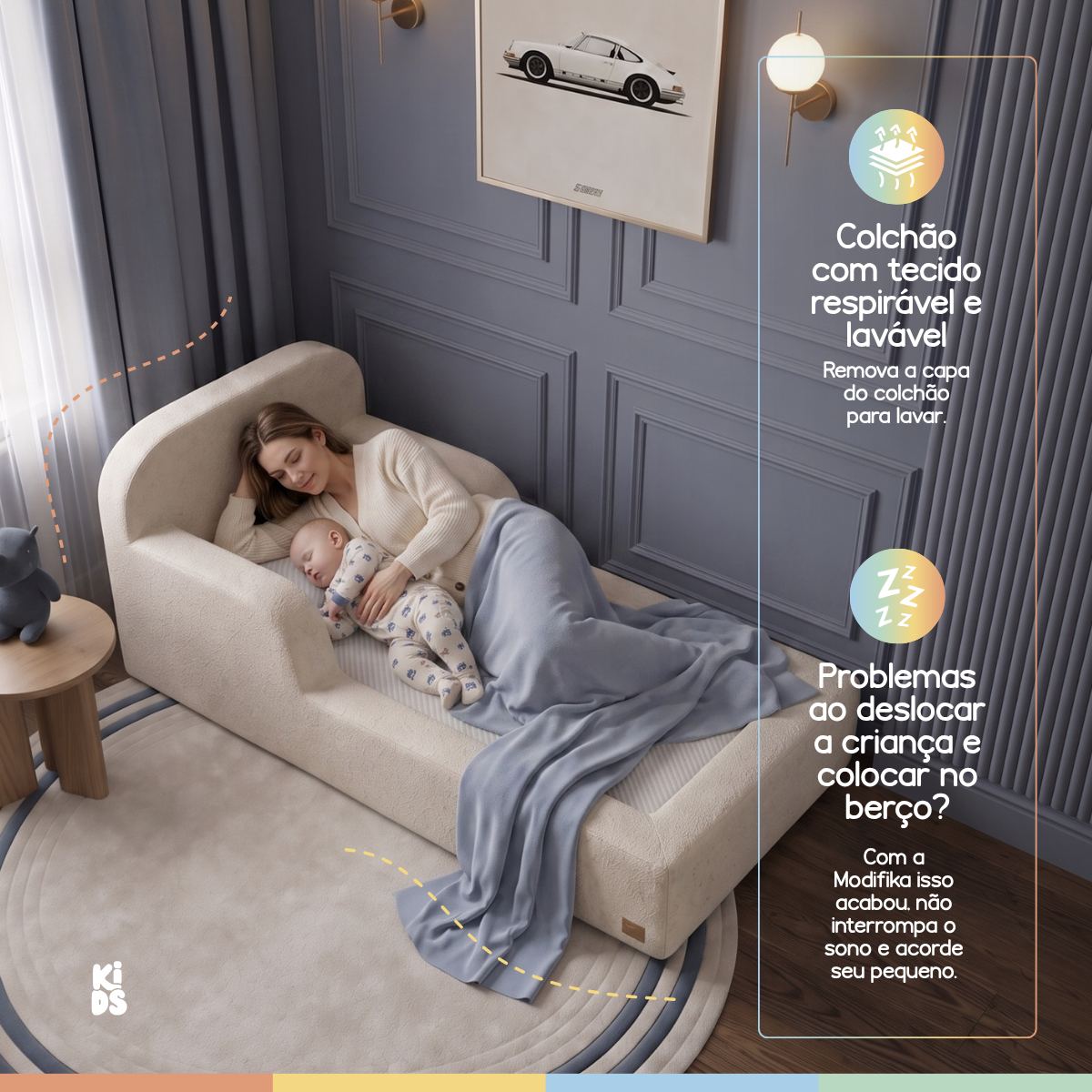 Cama Montessoriana Infantil Pluma Solteiro 100% Espuma - Sem Colchão - Bege Escuro | Modifika