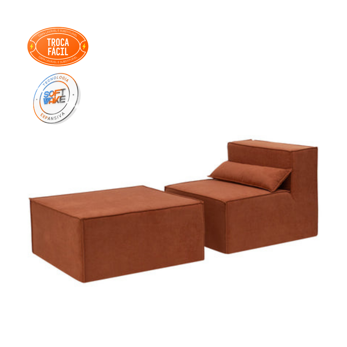 Sofá Modular Paladium 2 Módulos com Capa Removível Modifika — imagem 14