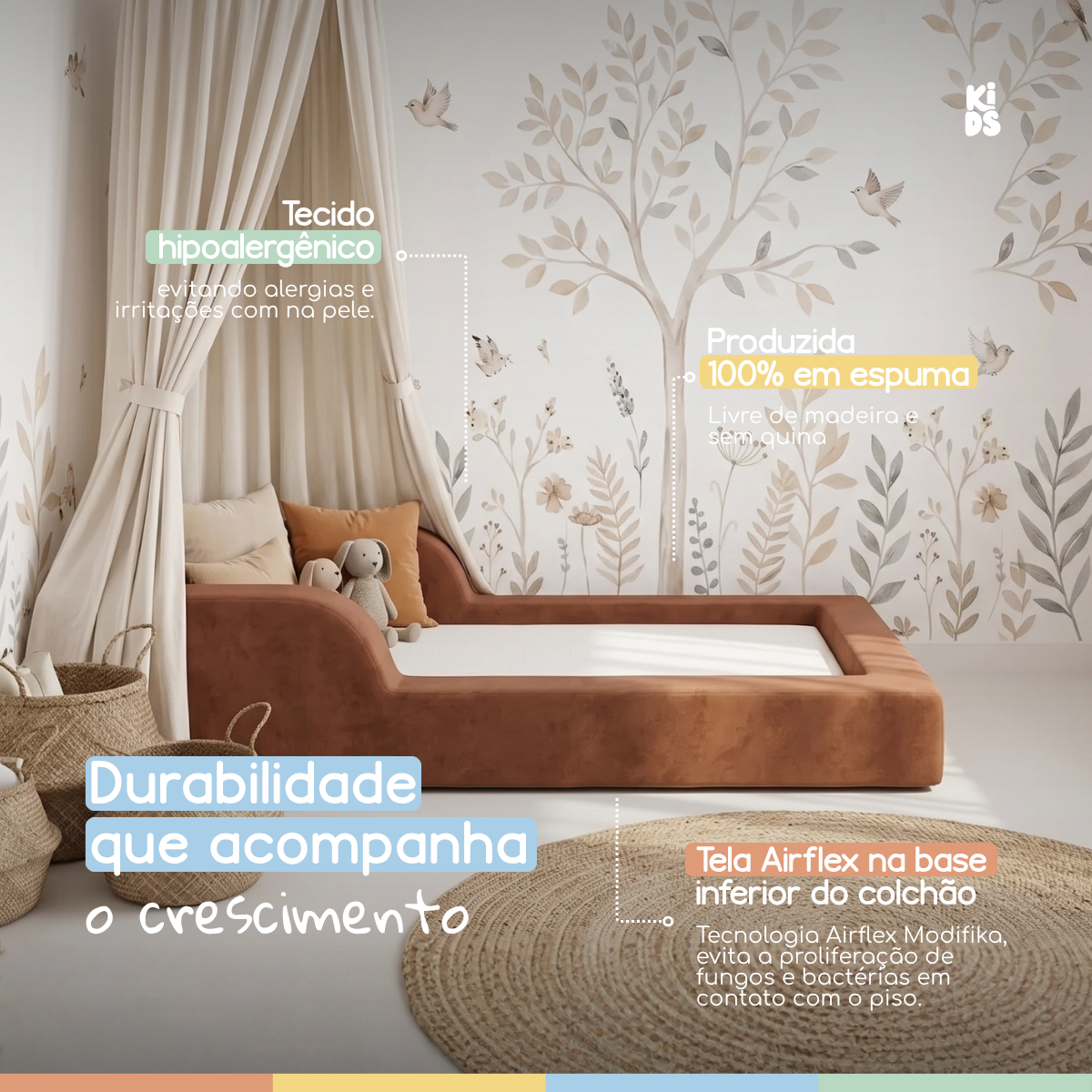 Cama Montessoriana Infantil Amori Mini 100% Espuma