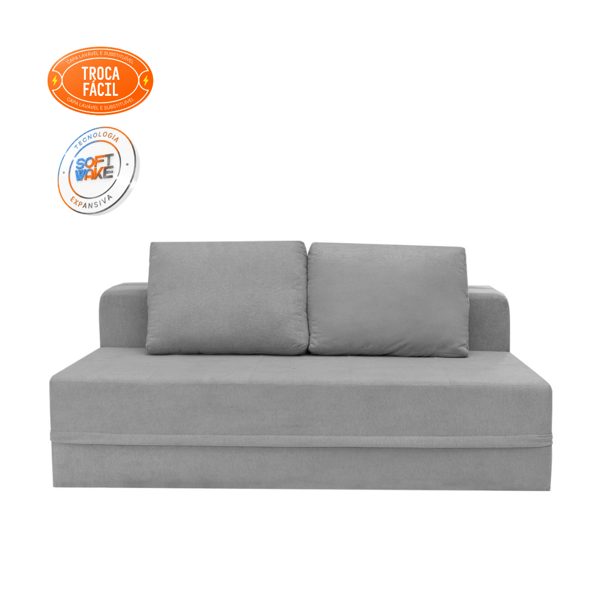 Sofá-Cama Carbono 3 Lugares Casal com Capa Removível - Bege Escuro - imagem 4 | Modifika