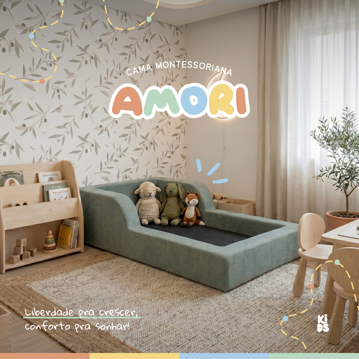 Cama Montessoriana Infantil Amori Mini 100% Espuma