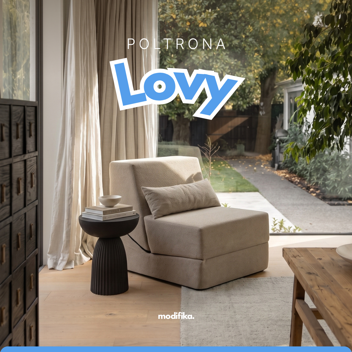 Poltrona Lovy Multifuncional 2 em 1 Tecido Bouclé