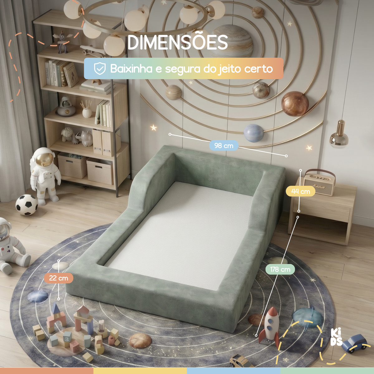Cama Montessoriana Infantil Amori Mini 100% Espuma