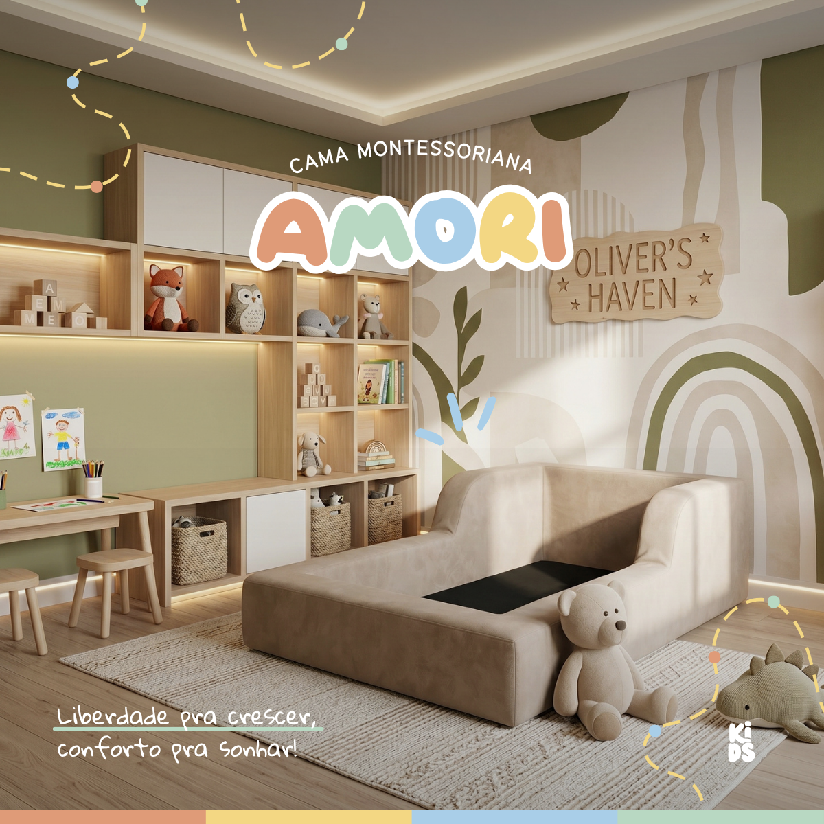 Cama Montessoriana Infantil Amori Mini 100% Espuma