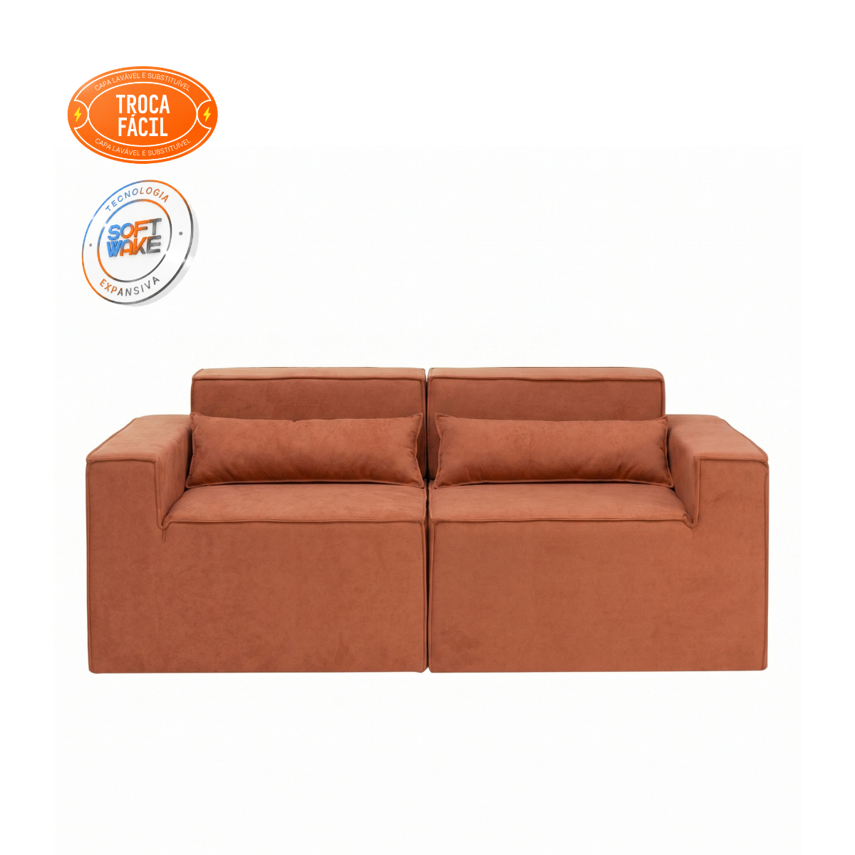 Kit Sofá Modular Paladium 2 Módulos com Braço Direito e Esquerdo Modifika — Cinza