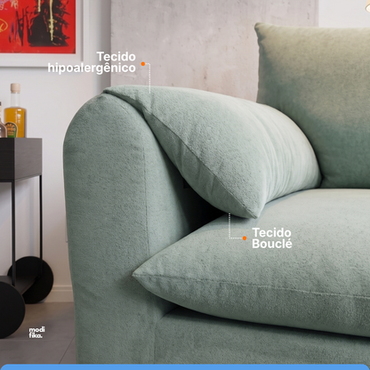 Kit Poltrona Fluffy + Puff Fluffy Tecido Bouclé