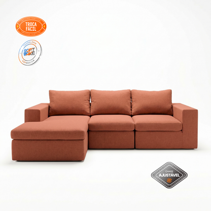 Sofá Modular Sensi 3 Módulos com Chaise e Capa Removível - imagem 35 | Modifika