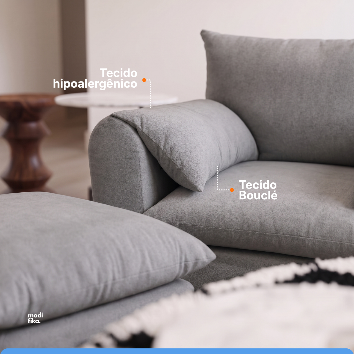 Kit Poltrona Fluffy + Puff Fluffy Tecido Bouclé