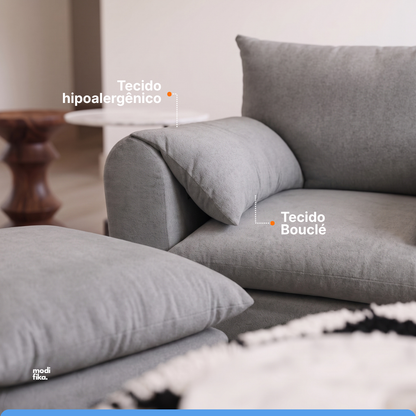Kit Poltrona Fluffy + Puff Fluffy Tecido Bouclé