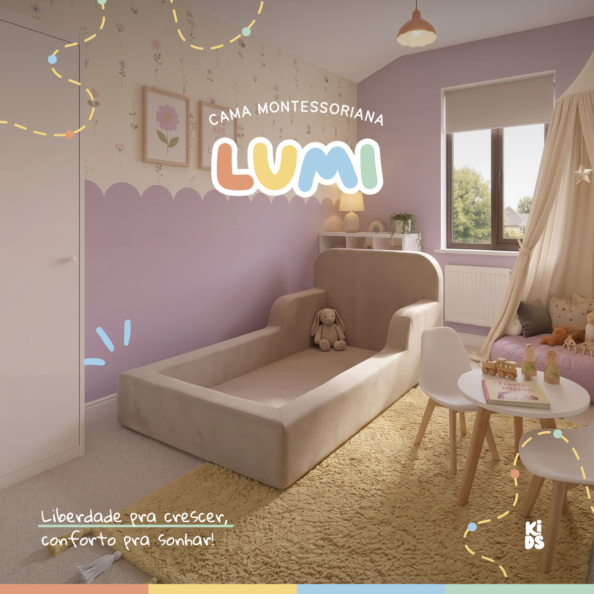 Cama Montessoriana Infantil Lumi Solteiro 216 cm 100% Espuma
