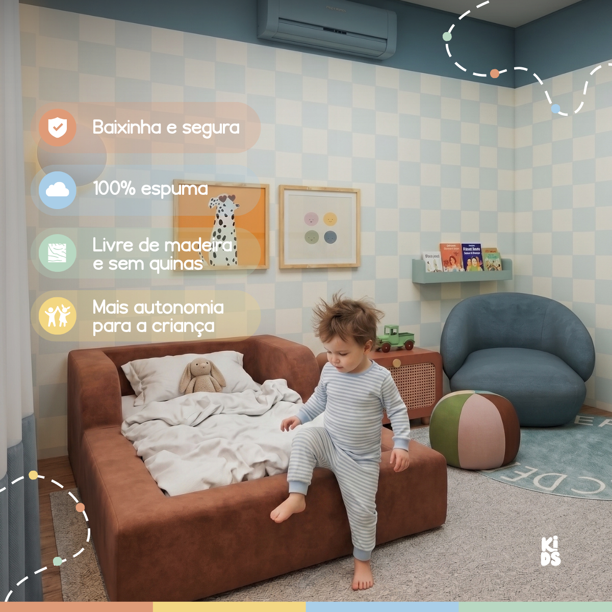 Cama Montessoriana Infantil Amori Solteiro 100% Espuma