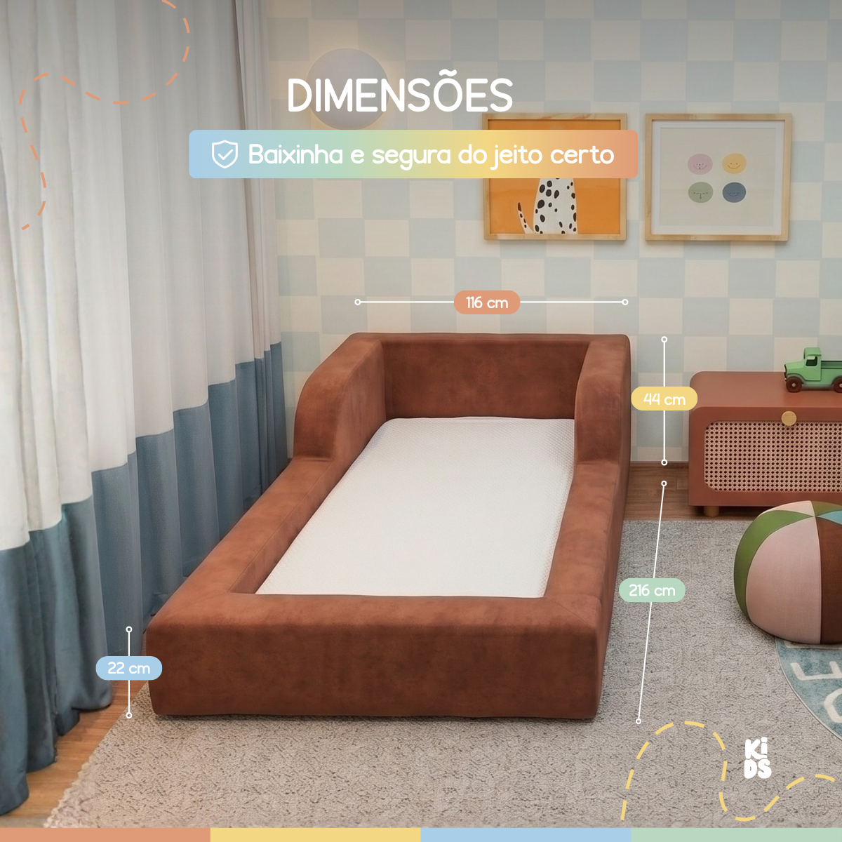 Cama Montessoriana Infantil Amori Solteiro 100% Espuma