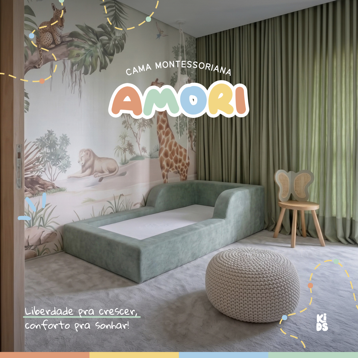 Cama Montessoriana Infantil Amori Solteiro 100% Espuma