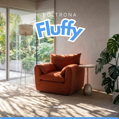 Poltrona Fluffy com Assento Amplo Tecido Bouclé