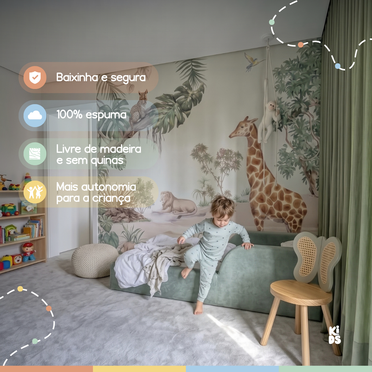 Cama Montessoriana Infantil Amori Solteiro 100% Espuma