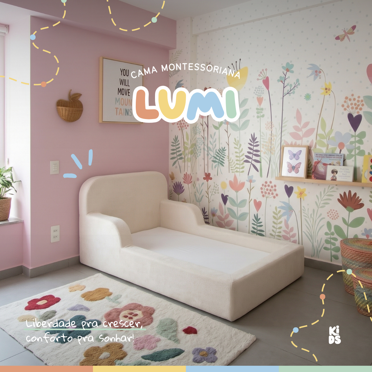 Cama Montessoriana Infantil Lumi Solteiro 216 cm 100% Espuma
