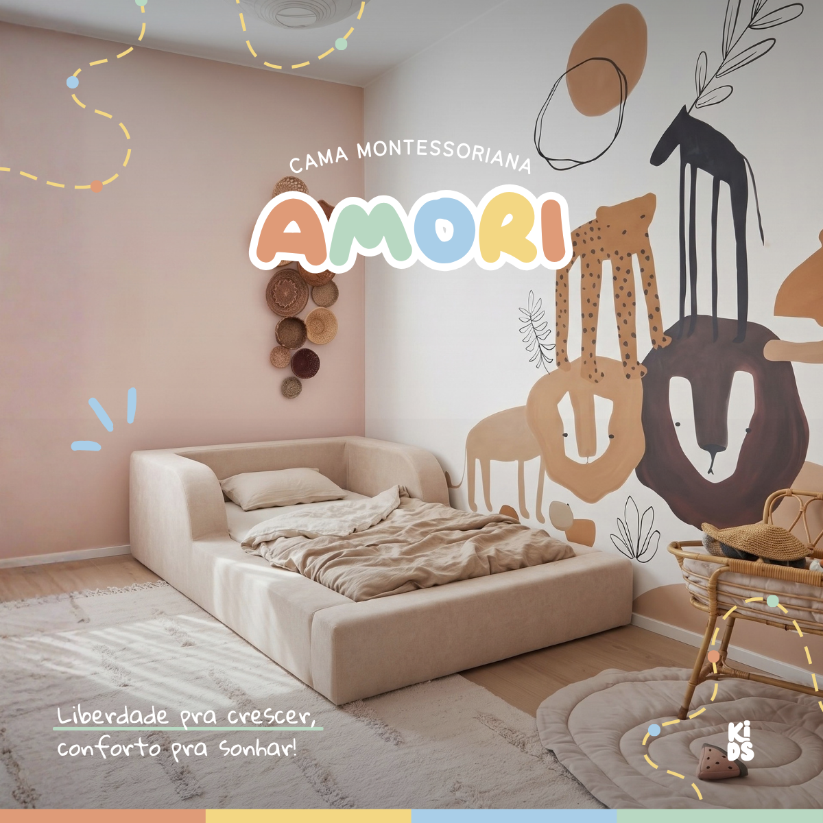 Cama Montessoriana Infantil Amori Solteiro 100% Espuma