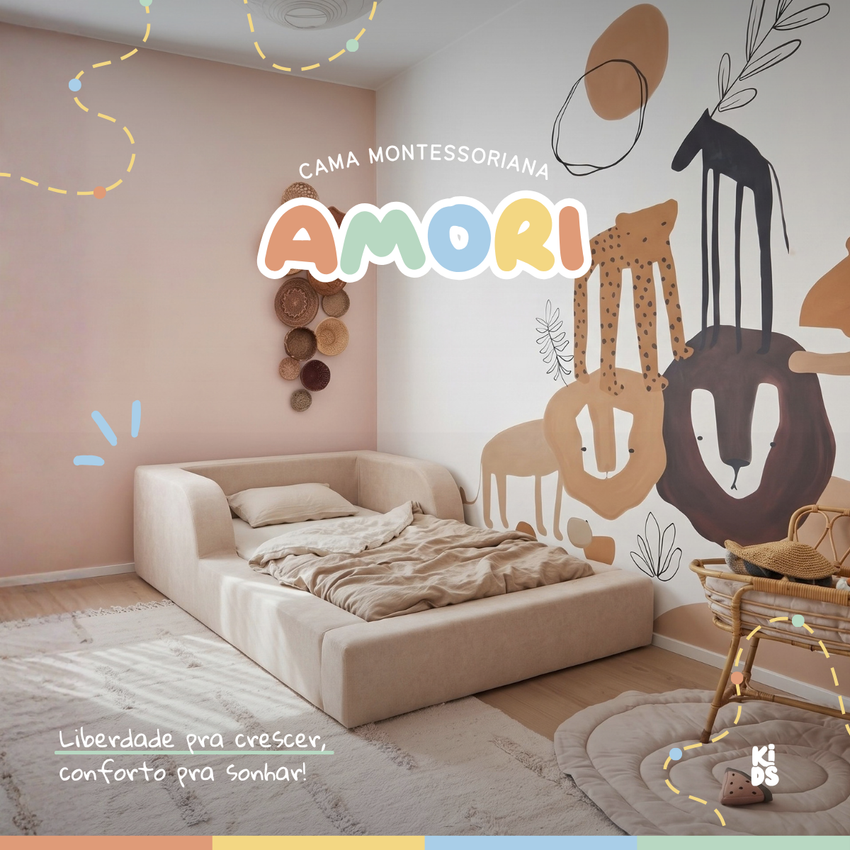 Cama Montessoriana Infantil Amori Solteiro 100% Espuma