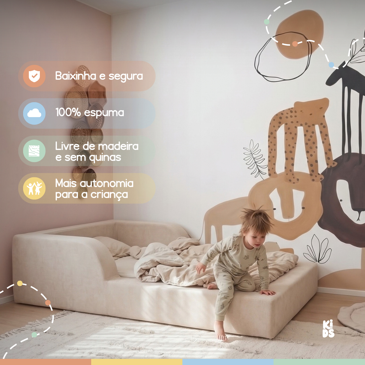 Cama Montessoriana Infantil Amori Solteiro 100% Espuma